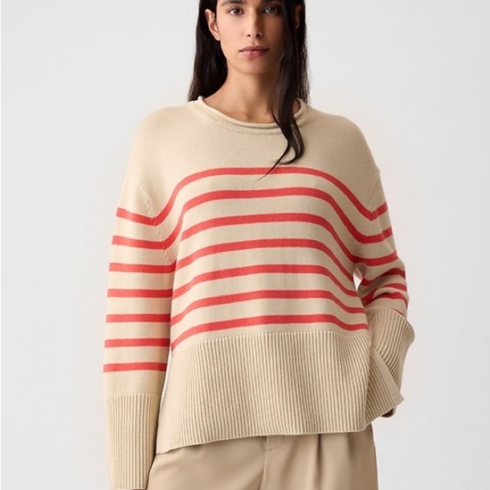 GAP 24/7 Split-Hem Roll Neck Sweater, Coral